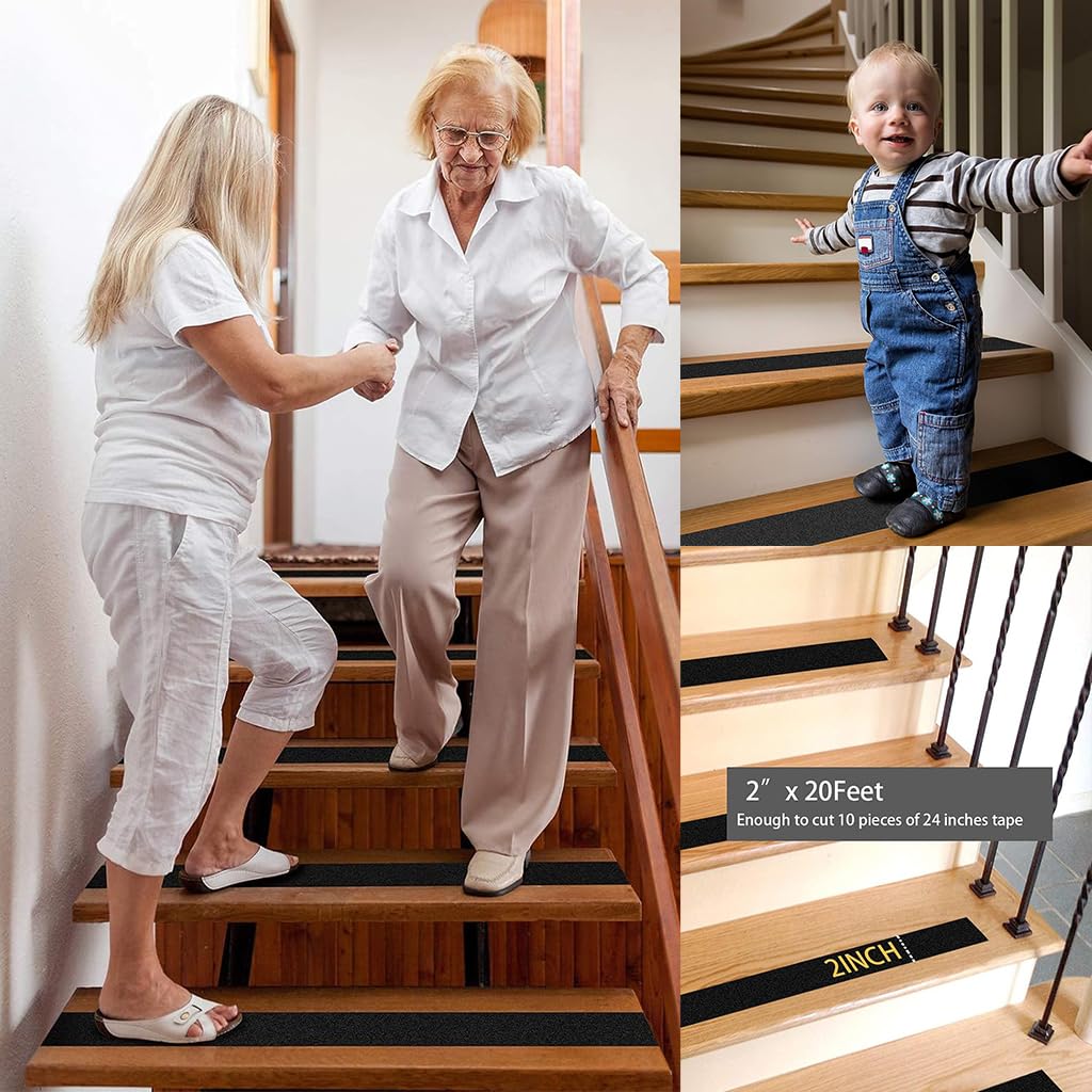 ZIBUYU Anti Slip Tape for Stairs and Floors featuring Textured Grip | 32.8ft Frosted Black