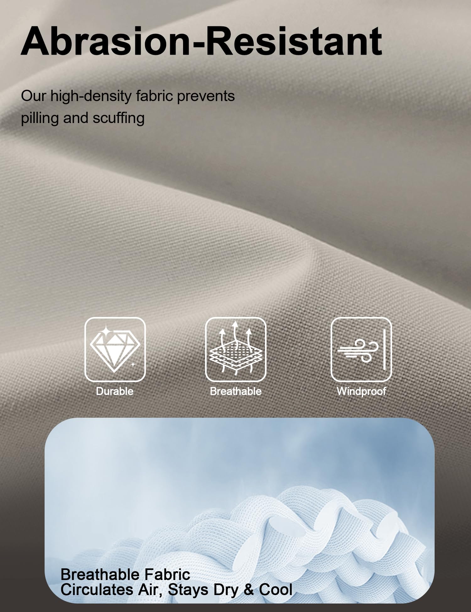 Venzina Men's Windproof Hiking Jacket for Trekking with Detachable Hood and Mesh Liner | Light Khaki