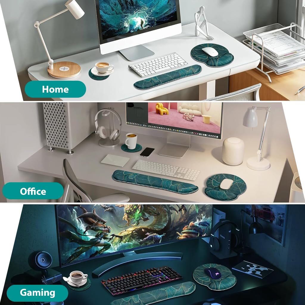 ZORBES Gaming Mouse Pad Set for Home and Office with Memory Foam Support | 3 Pcs Non Slip Ergonomic Design