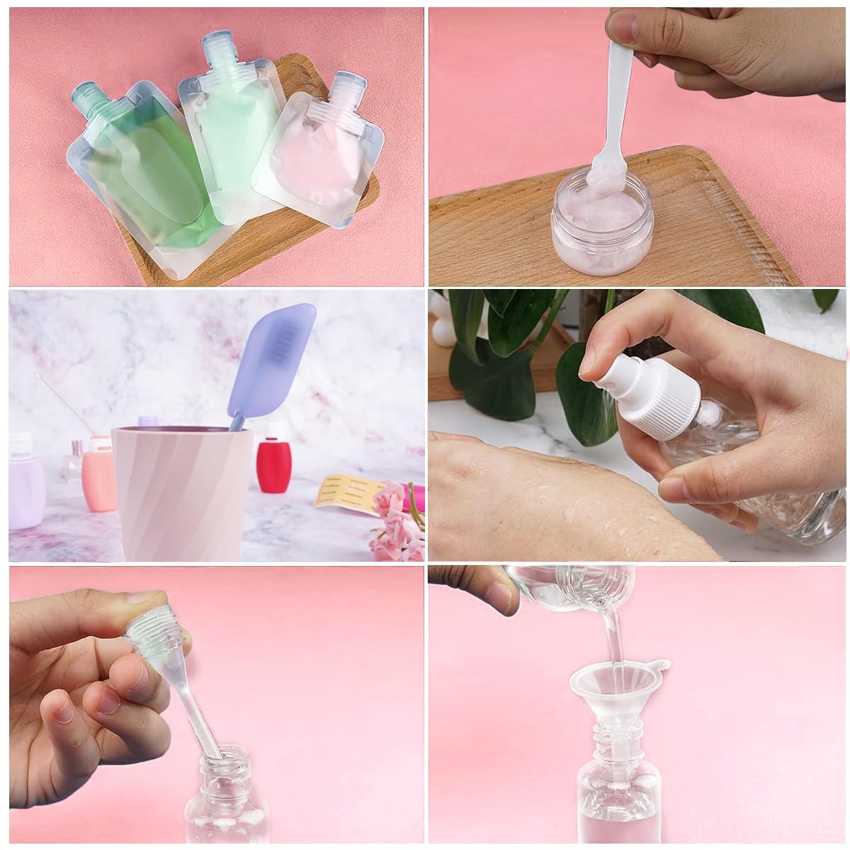 MAYCREATE Travel Bottles Set for Toiletries with 18 Pcs 3 Sizes and Leak Proof Screw Caps