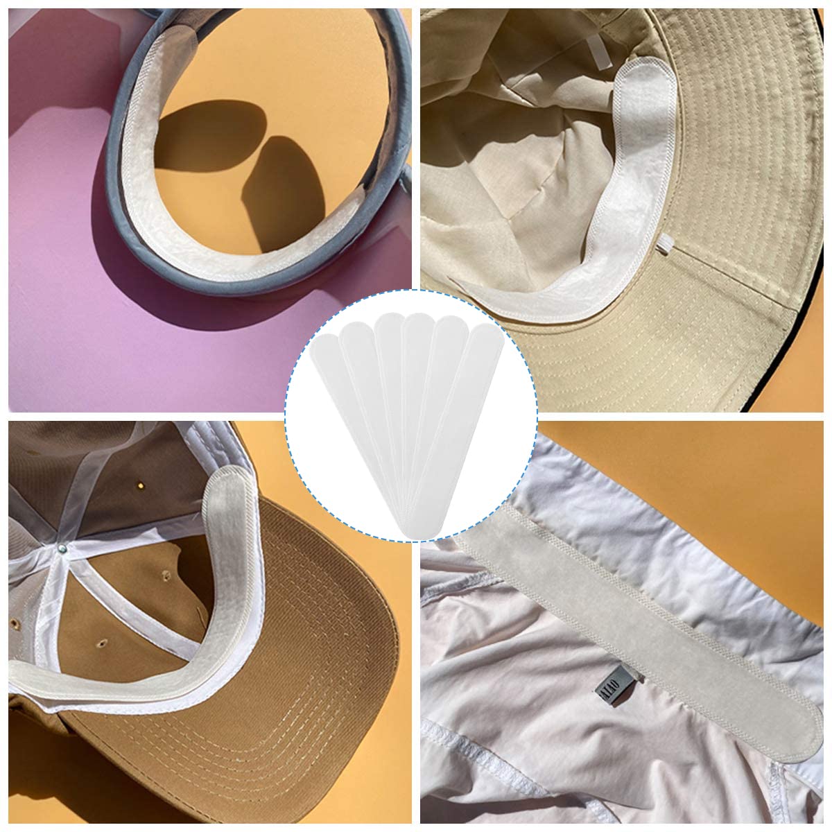 HANNEA Collar Protector Sweat Pads for Shirts and Hats with Self Adhesive Neck Liner 60PCS | Invisible White Pad 23×3.5cm Prevents Grime and Sweat Stains
