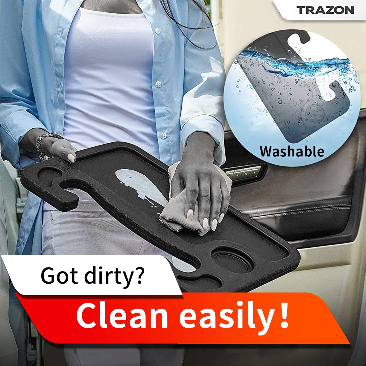 STHIRA Steering Wheel Tray for Laptop and Food with Detachable Hook Design | 11×16.5 in HDPE Car Table