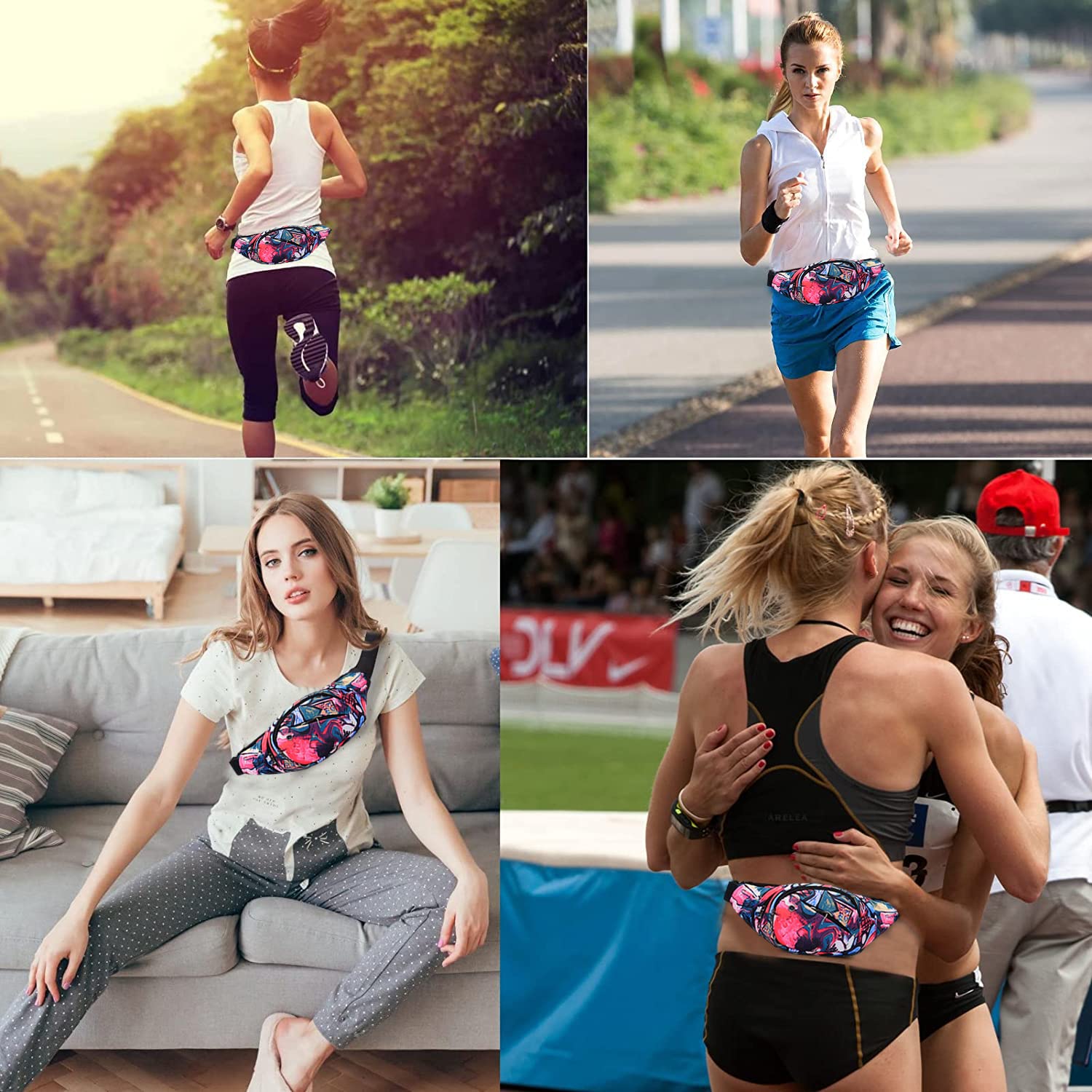 PALAY  Waist Pack Bag for Travel and Running with 4 Zipper Pockets and Adjustable Strap 15–48.8 in