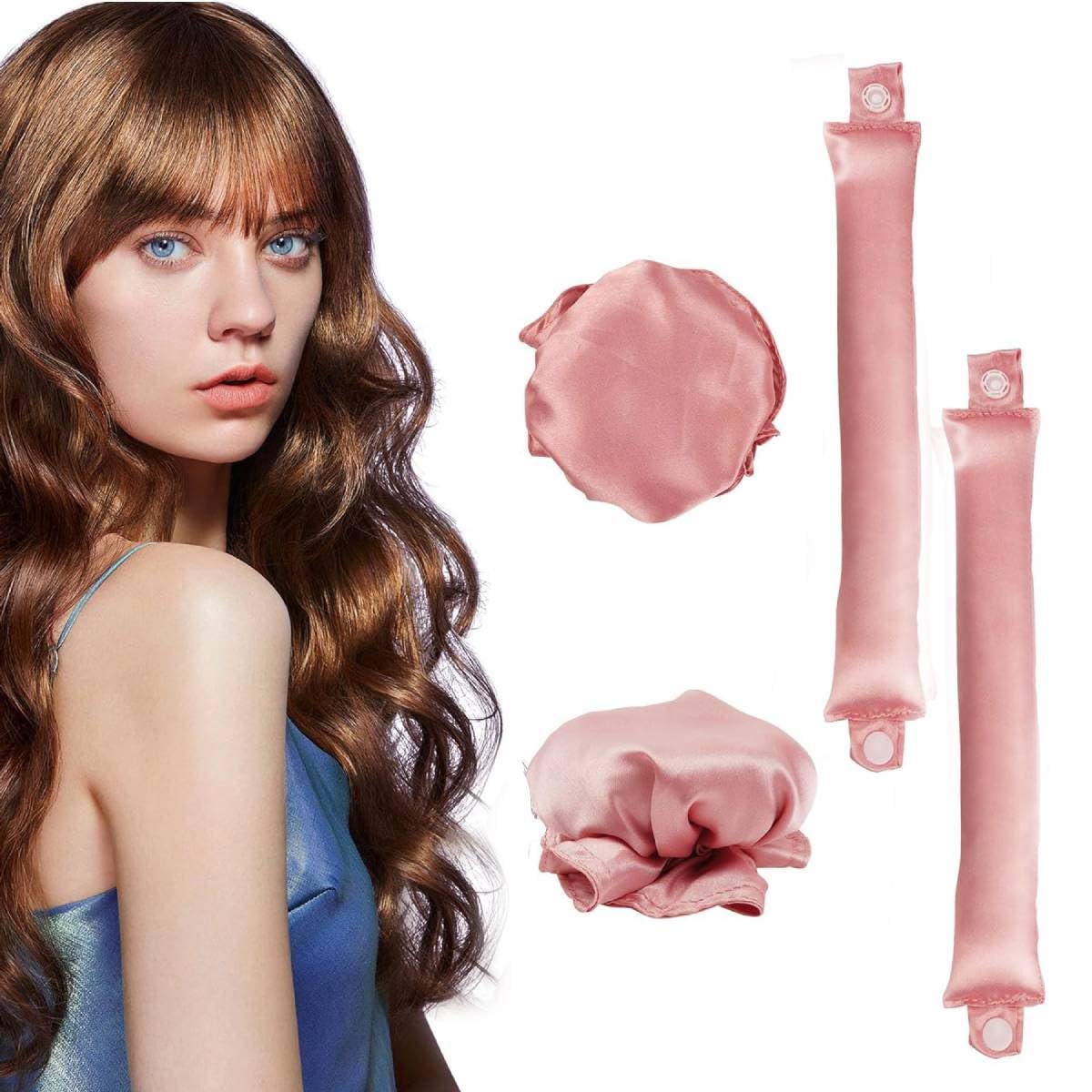 SANNIDHI Heatless Hair Curler for All Hair Types with 2 Sets Satin Caps | Soft Overnight DIY Styling Tool in Grey