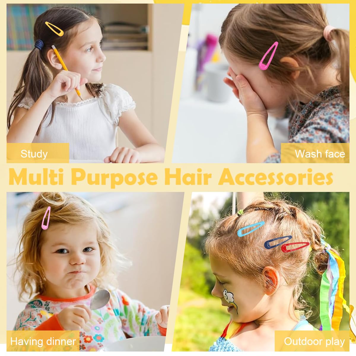 PATPAT Hair Clips Set for Daily Styling with 40 Alloy Tic Tac Pins and Mesh Bag | Girls Accessories
