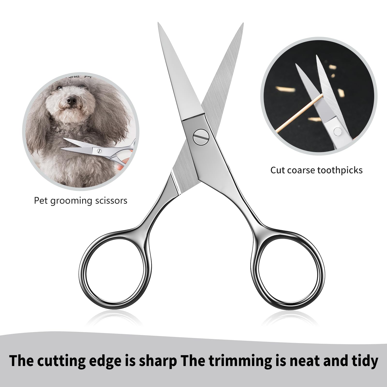 MAYCREATE Small Grooming Scissors for Facial Hair with Precision Straight Tip | Stainless Steel Trim Tool