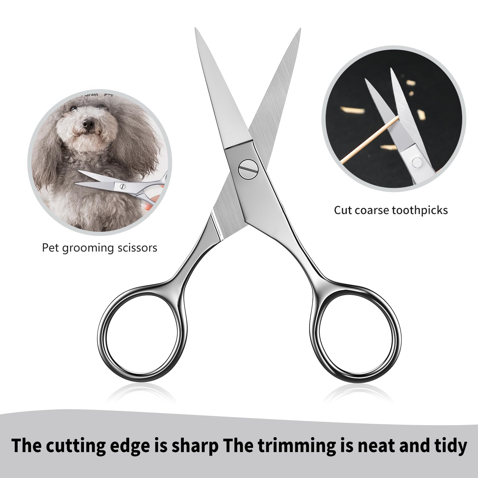 MAYCREATE® Small Grooming Scissors Stainless Steel Facial Hair Scissors Trimmer Pointed Tip Straight Scissors Portable Beauty Scissors for Men Women