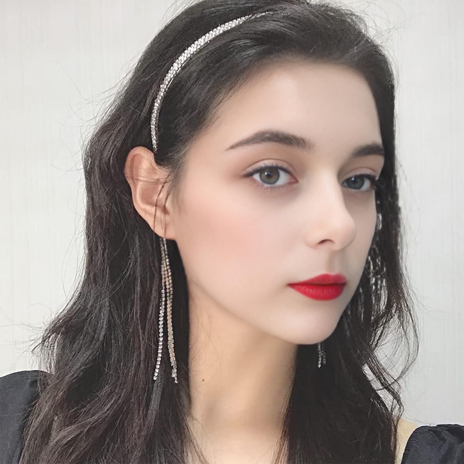 Venzina Hair Band for Women featuring Long Rhinestone Tassels and Chain Design | Wedding & Party Headband