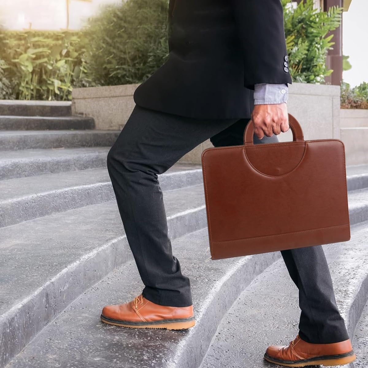 Climberty A4 Portfolio Handbag for Business Travel with Zipper Closure and Multi Card Holder | 24x34 cm PU Leather Organizer