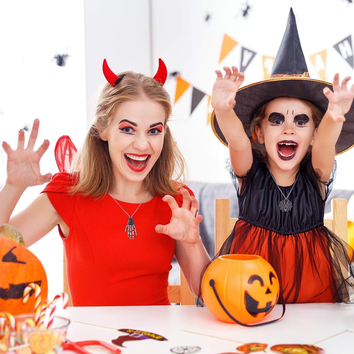 SANNIDHI Charms for Jewellery Making featuring 80pcs Alloy Silver Halloween Pendants | DIY Necklace and Bracelet Kit