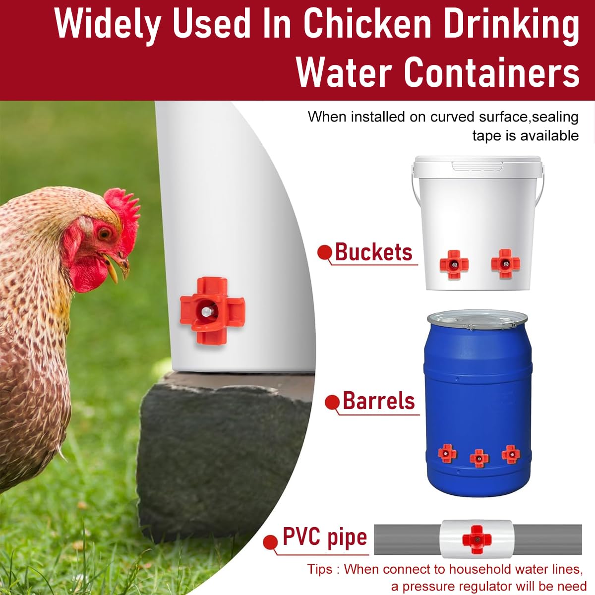 ORTIZA Chicken Water Feeder Kit 12Pcs for Poultry with Nipple Waterer System | Easy Clean Drinker
