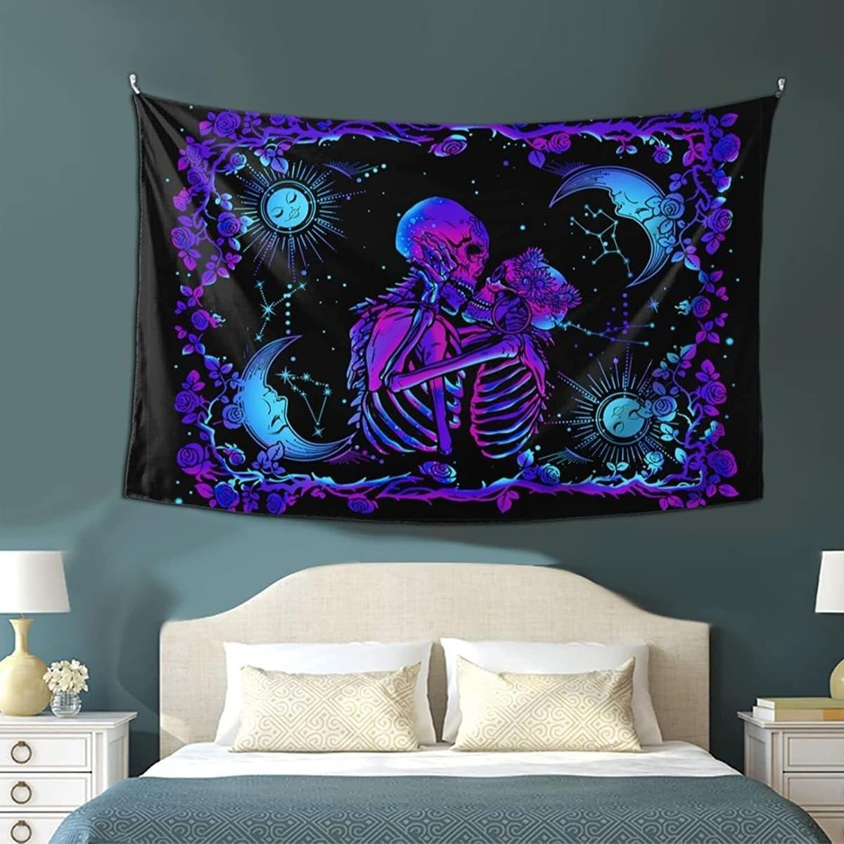 HASTHIP Zombie Love Aesthetic Tapestry for Bedroom and Dorm Décor 59x78in 2PCS | Night Glow Wall Art
