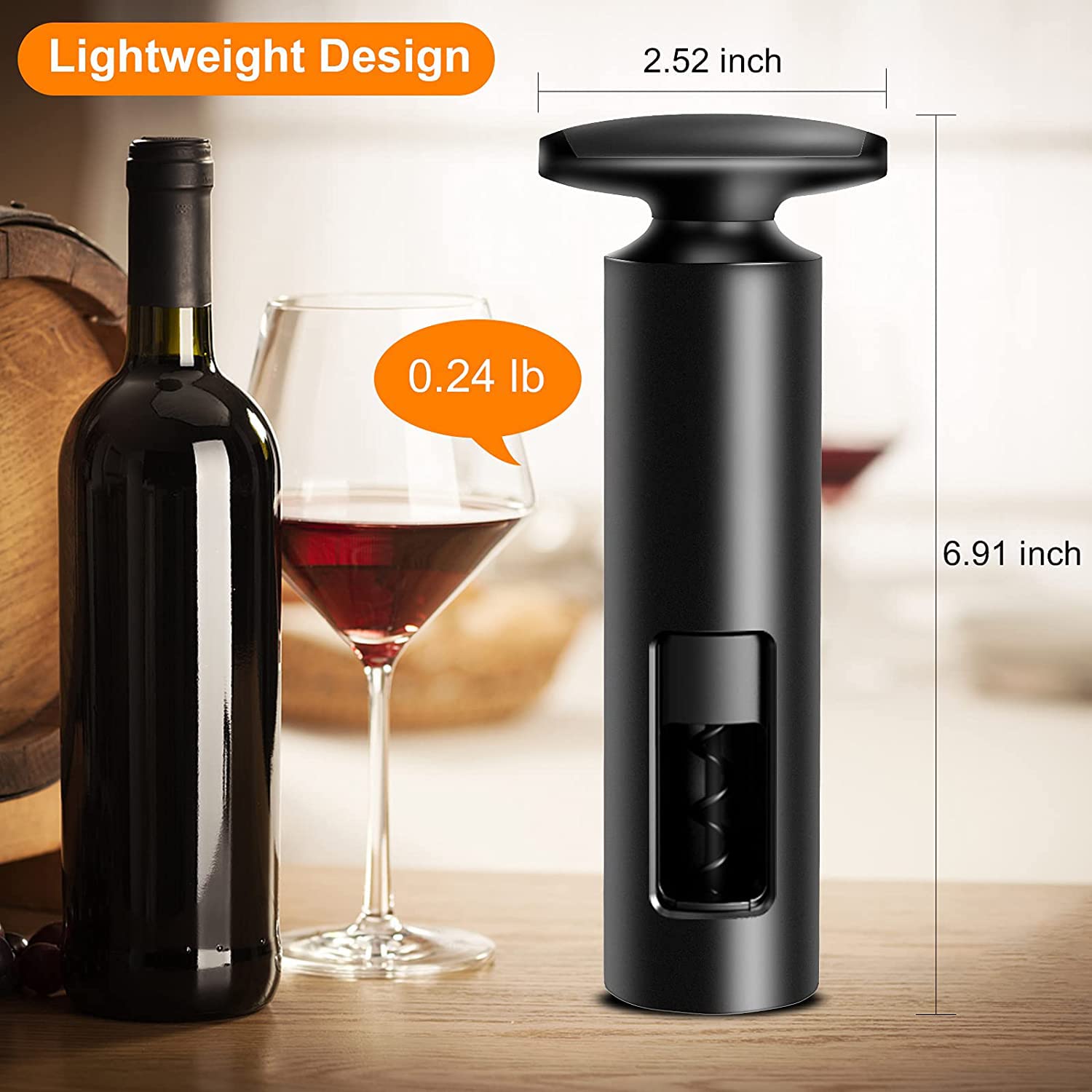 HASTHIP® Black Reusable ABS T Shape Handle Manual Wine Bottle Opener Corkscrew with Foil Cutter for Home,Kitchen,Party,Restaurant,Bar Without Charing