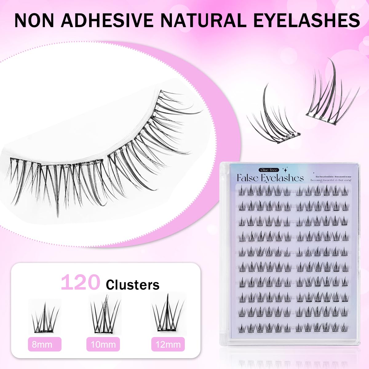 MAYCREATE Self Adhesive Eyelashes for Natural Look with Pre Glued Strips and Soft Fiber | Easy Wear