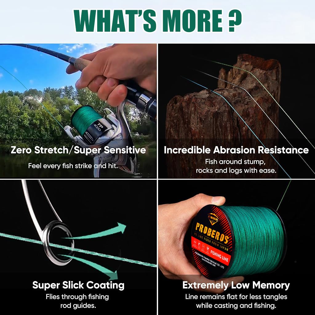 Proberos Fishing Line for Saltwater and Big Game with 110 lbs Pull Force | 300 m PE Braided Spool