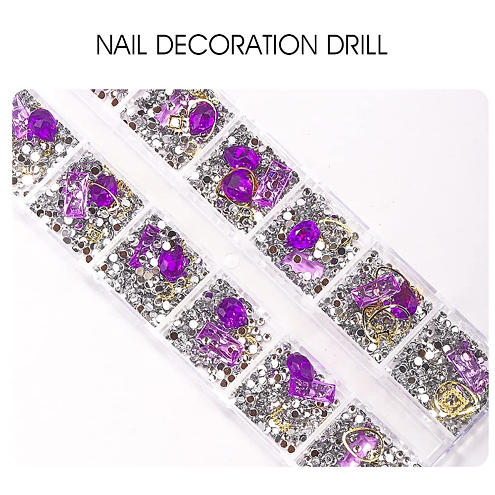 MAYCREATE Nail Art Rhinestones Kit for DIY Manicure Crafts with Colorful Geometry Beads