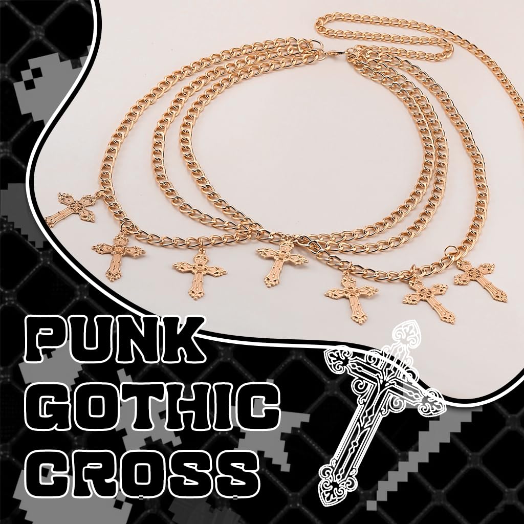 SANNIDHI Waist Chain for Women featuring Cross Tassel Pendant | Gothic Punk Belt for Dresses