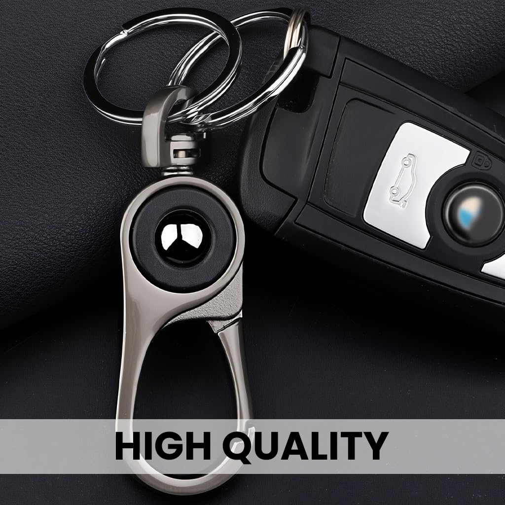 Zibuyu Mens Key Chain with Dual Rings for Car and Home Keys featuring Zinc Alloy Silver Finish