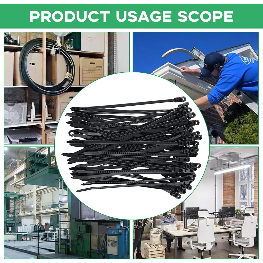 Serplex Cable Zip Ties for Automotive and Home Use with Screw Mount Hole 15cm 100pcs | UV-Resistant Nylon for Secure Wire Management