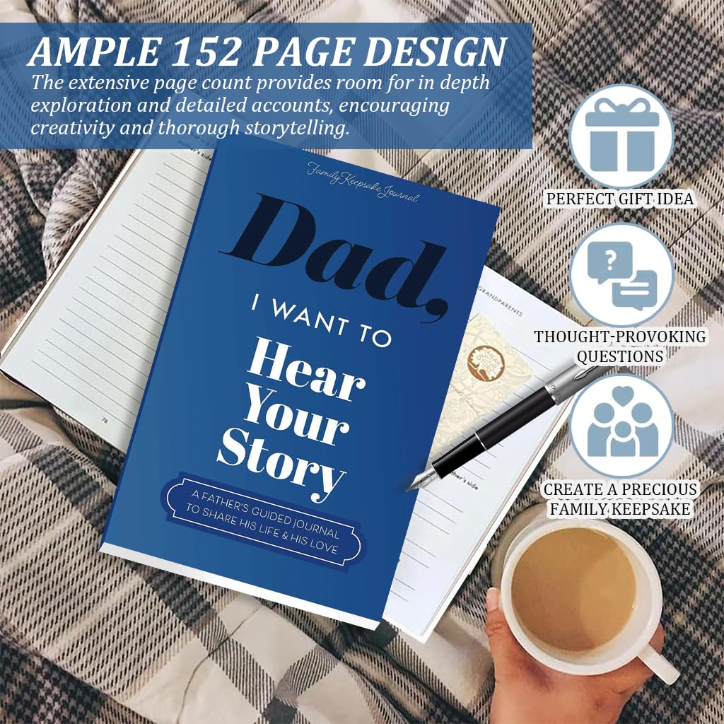 SNOWIE SOFT Dad Journal for Sharing Life Stories with 152 Pages and Embossed Hardcover | Thoughtful Gift for Fathers