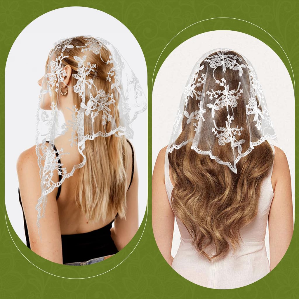 SANNIDHI Lace Head Scarf for Women featuring Triangle Tie Back Design and Floral Jacquard Lace