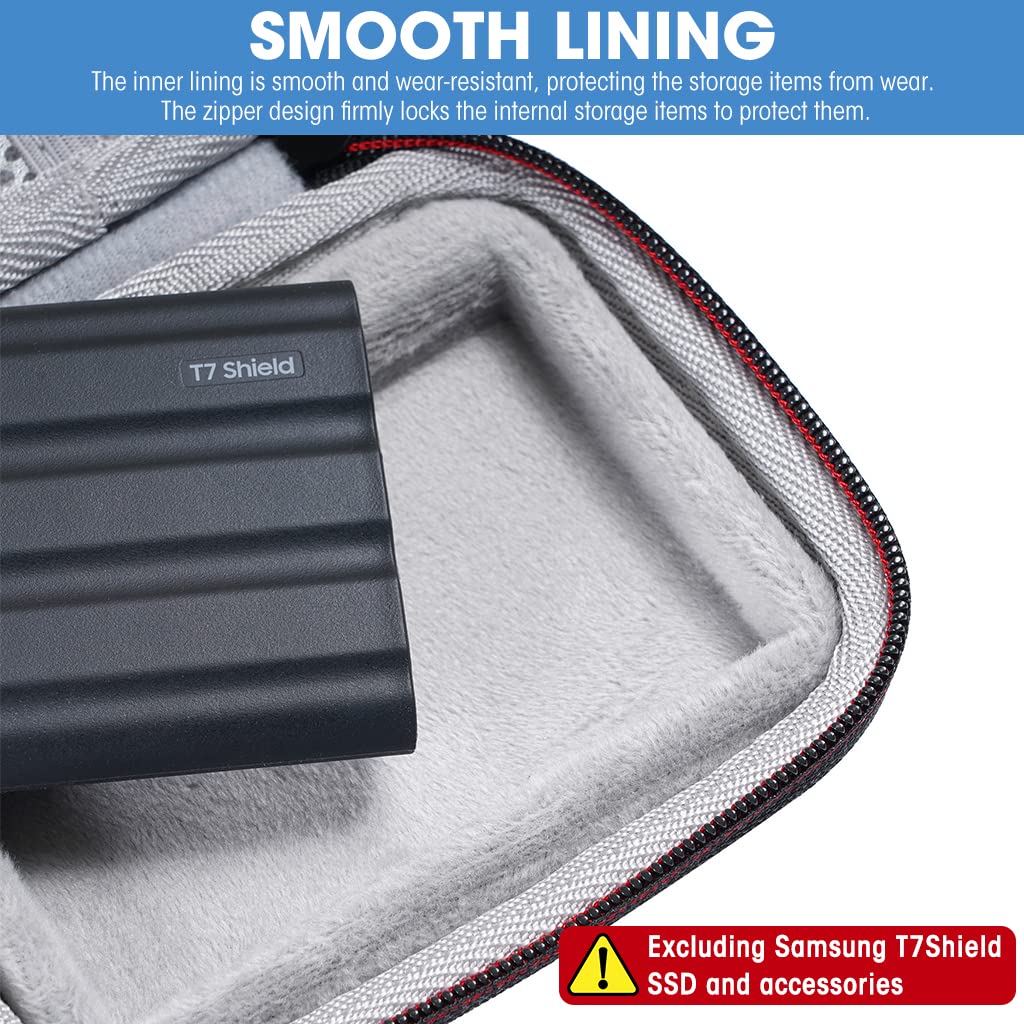 Zeitel Carrying Case for Samsung T7 Shield SSD featuring 5.51×3.93×1.37 in EVA Protection | Black Travel Storage Bag