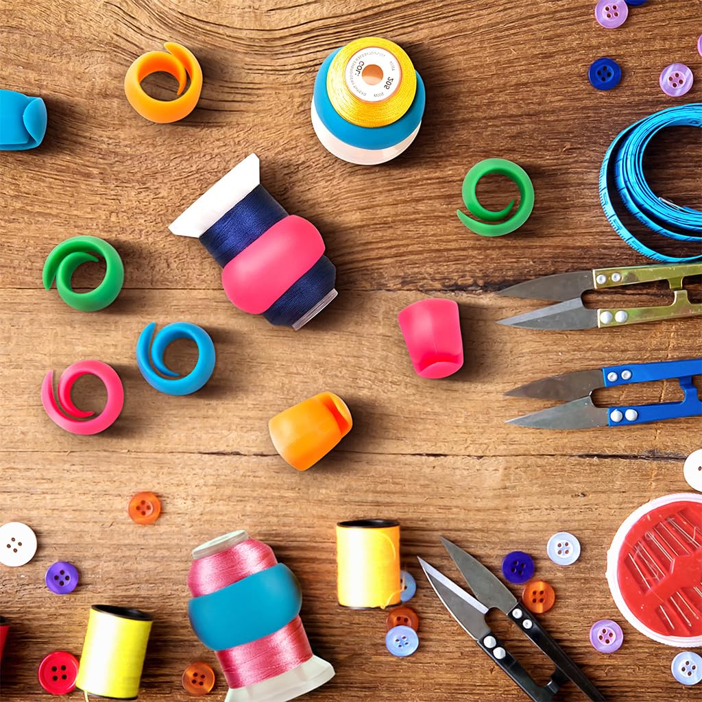 HASTHIP Thread Spool Savers 50Pcs for Sewing and Embroidery | Flexible Silicone Holders Prevent Unwinding