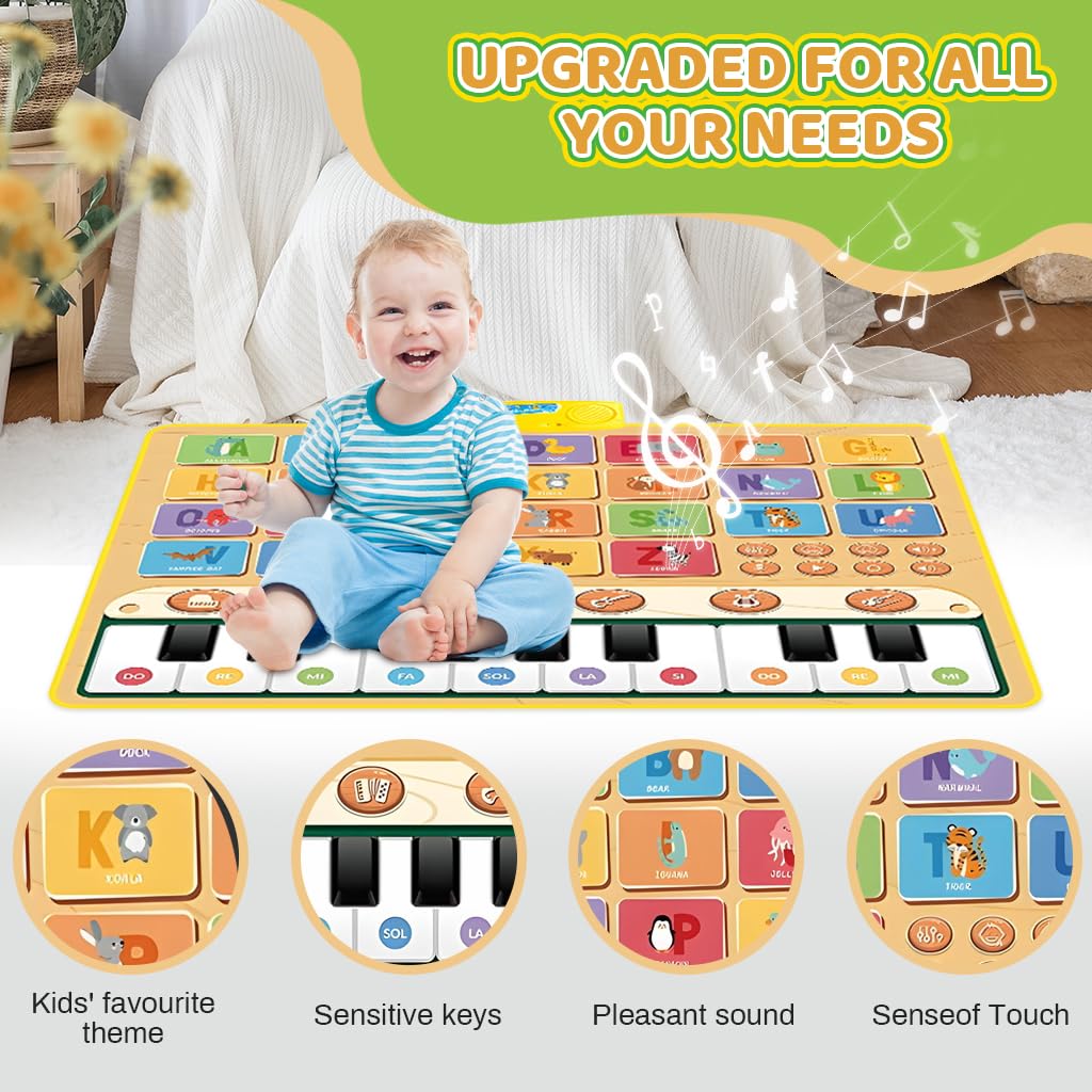 PATPAT Alphabet Musical Piano Mat for Kids featuring Large Interactive Play Surface