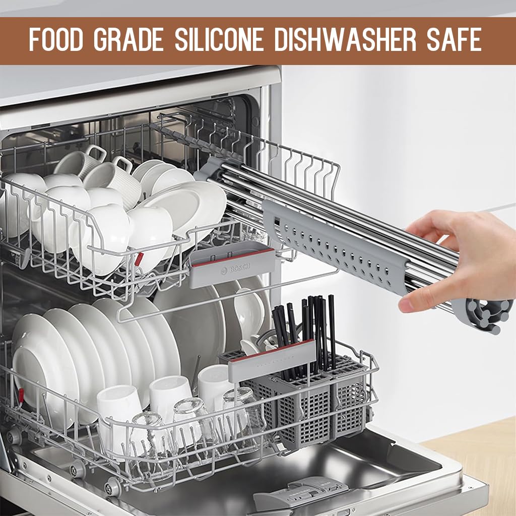 Supvox Utensils Drying Rack for Over Sink Use with Anti Slip Silicone Feet 47x33cm | Stainless Steel Roll Up Design