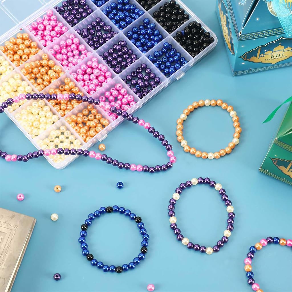 Zibuyu Jewelry Making Bead Kit for DIY Crafts with 1200pcs 6mm Resin Beads & Charms