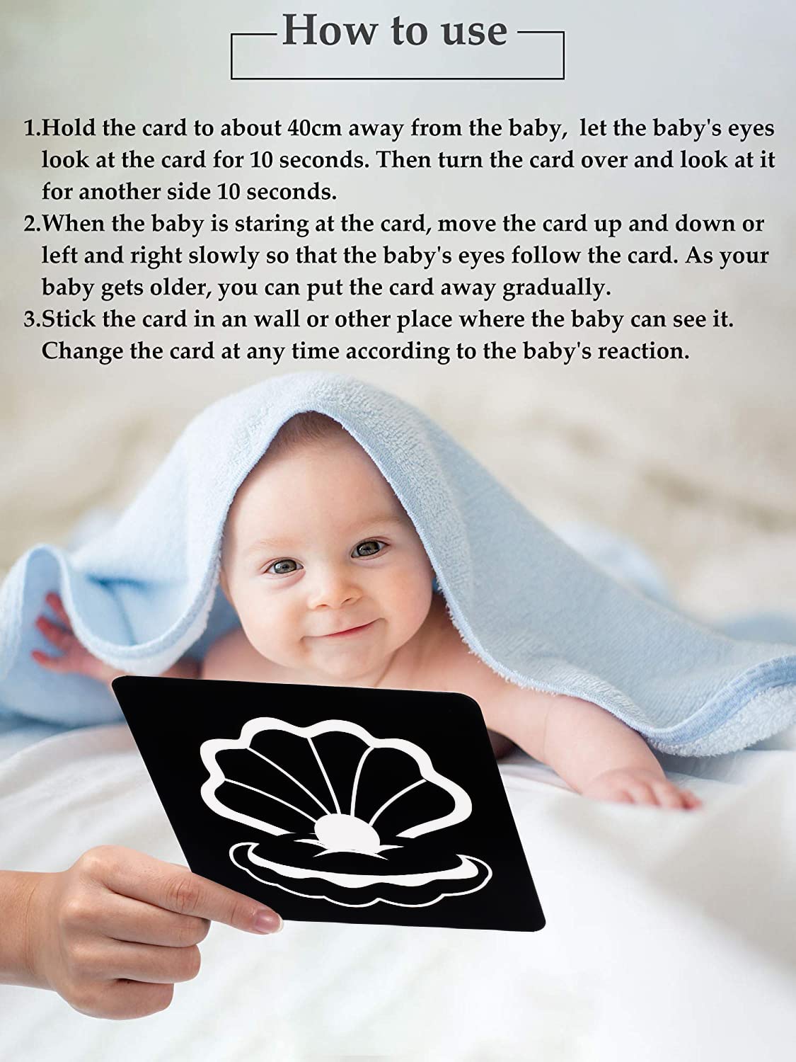 SNOWIE SOFT Flash Cards for Baby Visual Development with 20 Sheets 40 Patterns | 6.6 x 6.6 in High Contrast Cognitive Toy