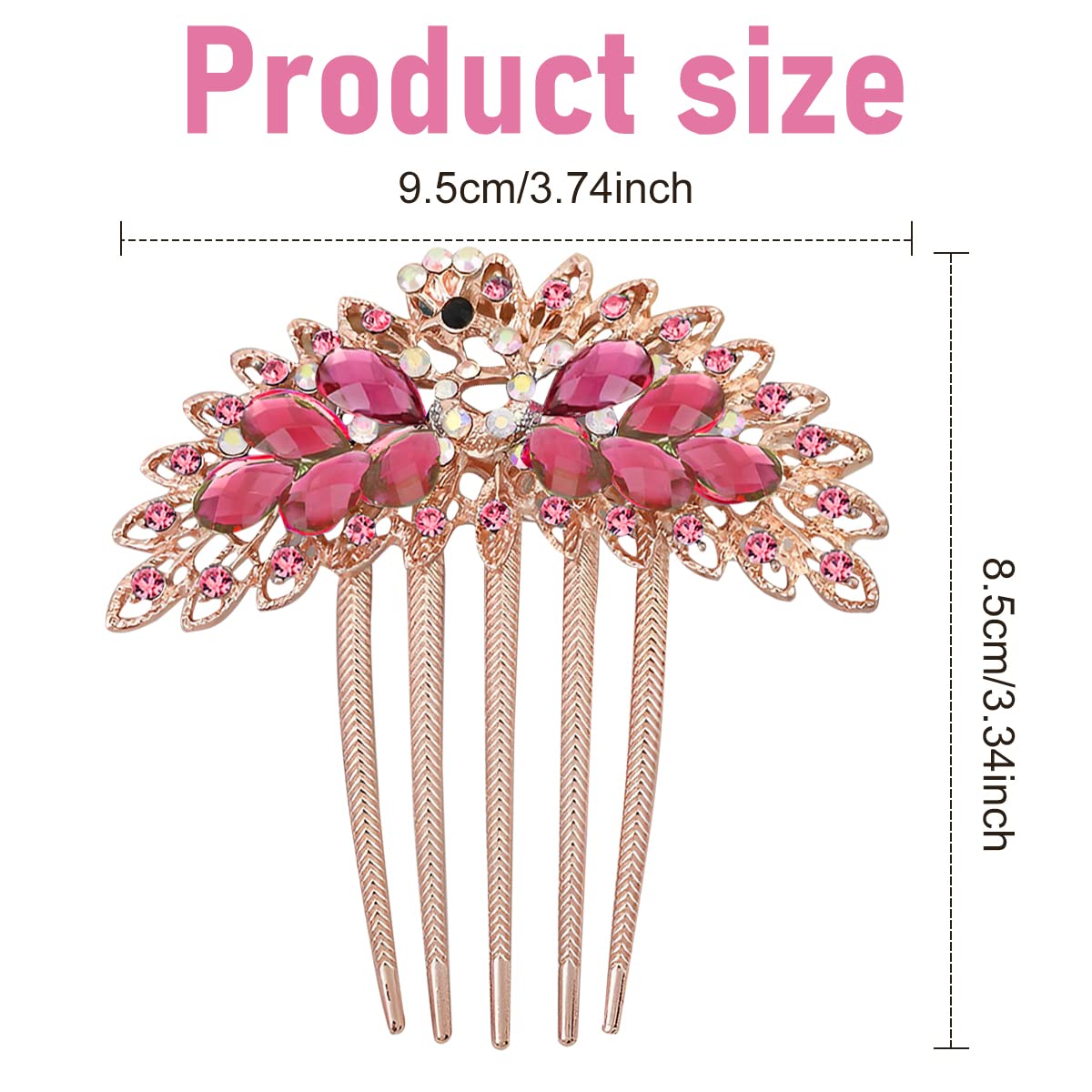 PALAY® Hair Comb Clips for Hair for Women Peacock Crystal Hair Side Comb Metal Hair Comb Pin Hair Accessories for Women Stylish Bun Bridal Headpiece