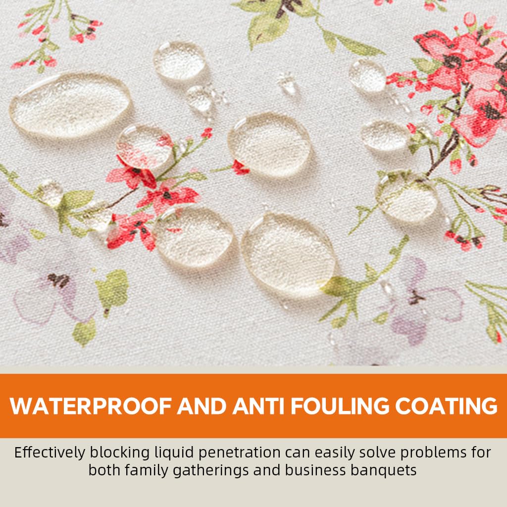 HASTHIP Dining Tablecloth for 4 to 6 Seater Tables featuring Tassels and Water‑Resistant Linen Blend in Red | 140x200 cm