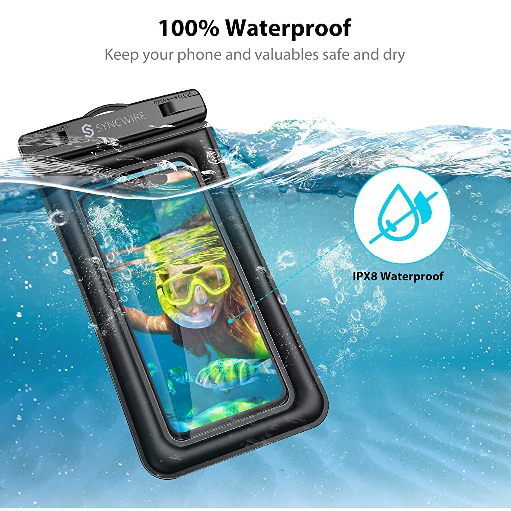 ZORBES Waterproof Phone Case for 7.2 in Smartphones with Dual-layer Floating Air Bag | Clear Double-side Window and Safety Lock for Swimming and Beach