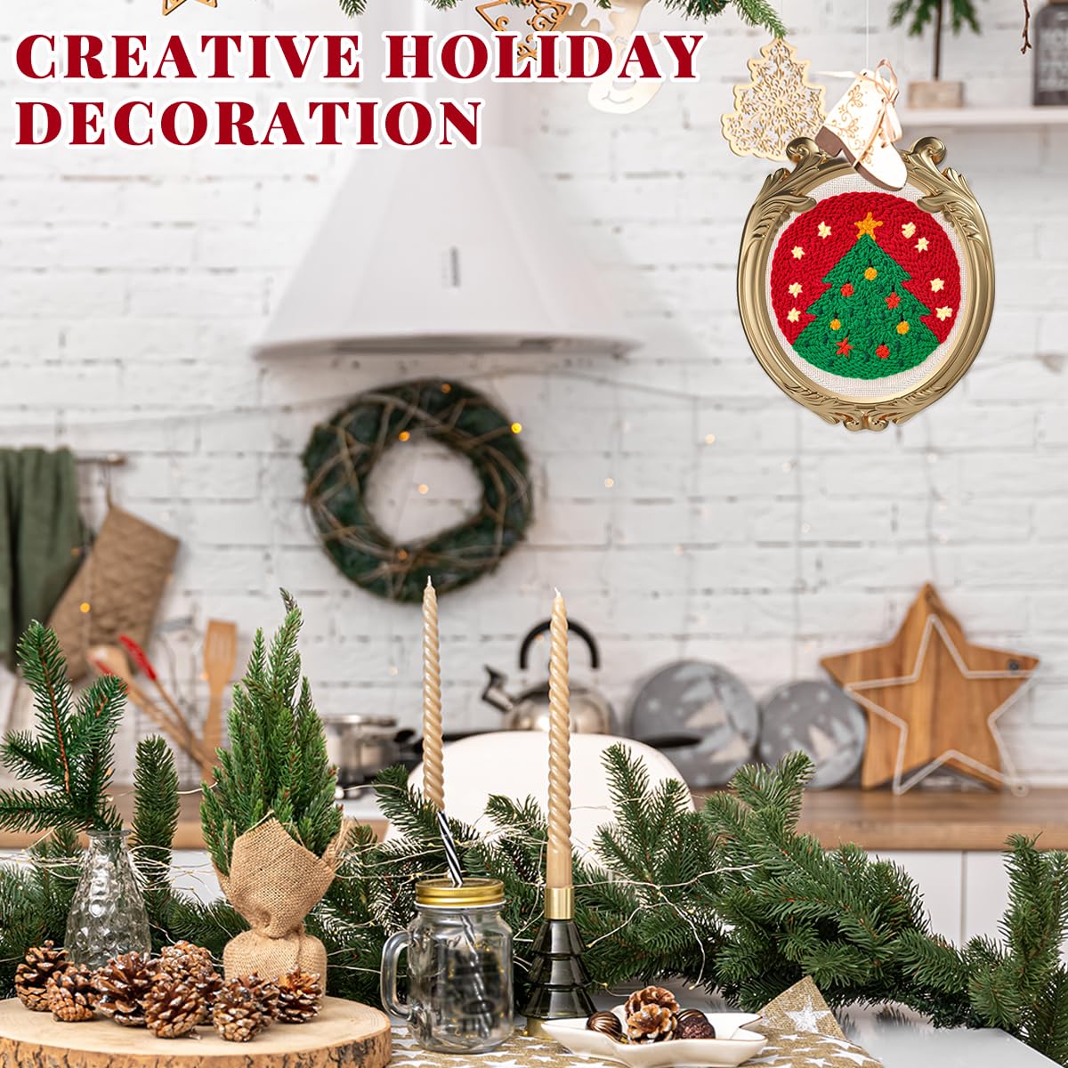 HASTHIP Punch Needle Set for DIY Christmas Tree Embroidery with Yarn and Hoop | Fun Craft Kit for Beginners and Kids