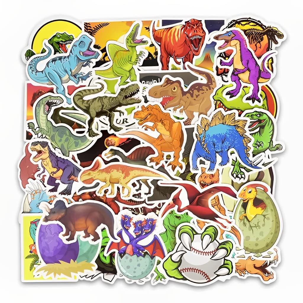 HASTHIP 50pcs Dinosaur Cartoon Sticker Scraperbook Sticker Set Sticker for DIY Crafts Photo Album Wall Decoration Art Aesthetic Stickers Skateboard Stickers Phone Case Sticker Vinyl Sticker Pack