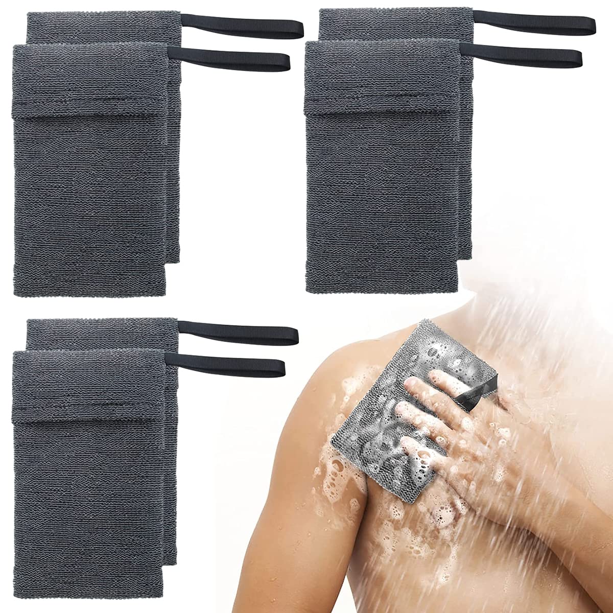 Maycreate Soap Saver Bags for Bath or Shower 6 Pack with Hanging Rope | Gray Mesh Exfoliating Pouch 7.87x4.72 in