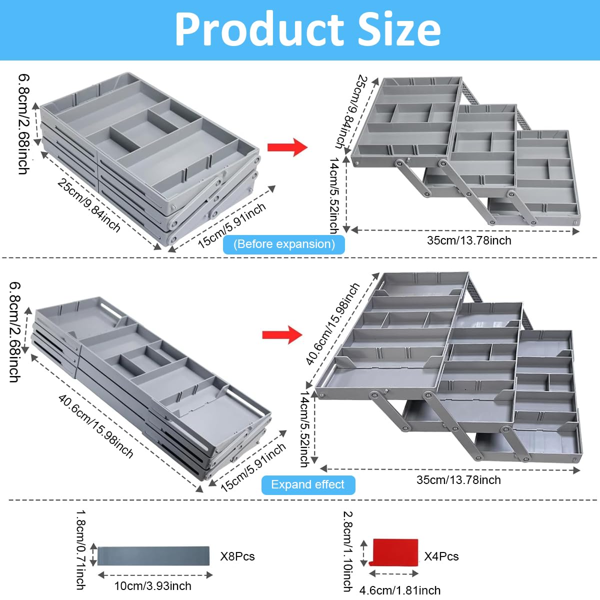 HASTHIP Desk Organizer Case for Home and Office with 3 Tier Stackable Compartments | ABS Storage Box