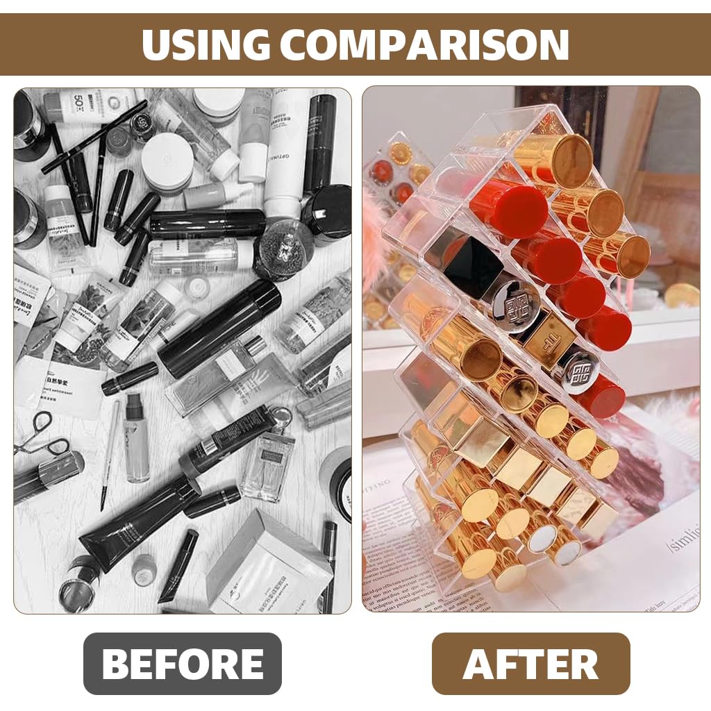 HASTHIP Lipstick Organizer for Dresser and Vanity featuring 28 Slots and Acrylic Stand | Transparent Makeup Holder 11x6.5x25.5cm