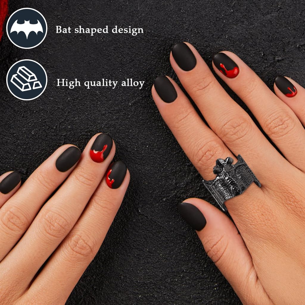 Zibuyu Vintage Gothic Bat Ring for Everyday Wear and Special Occasions | Black Jewelry for Women and Men