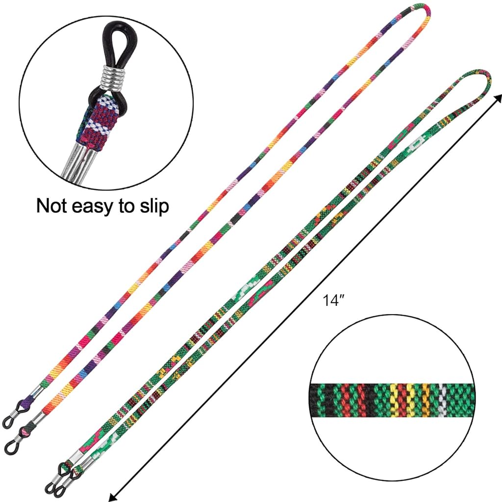 HASTHIP® 6PCS Face Mask Chain Strap Set,Surgical Mask Strap Extender,Eyewear Retainer Sunglass Straps Holder Strap Glasses Cord Colorful Braided Strap for Men Women Kids-Length 72cm