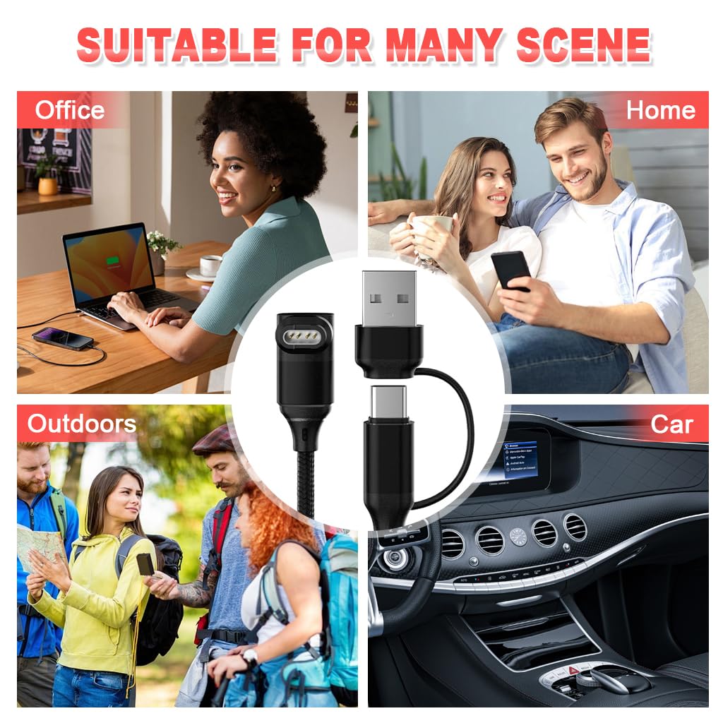 ZORBES Charger Cable for Garmin Watch 3.3 ft with Type C & 4 Pin Connector | Nylon Braided