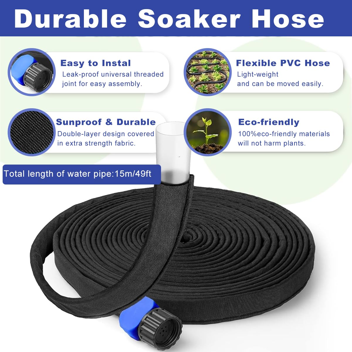 HASTHIP Garden Soaker Hose for Lawn and Flower Beds with PVC Build 15 m | Consistent Flow