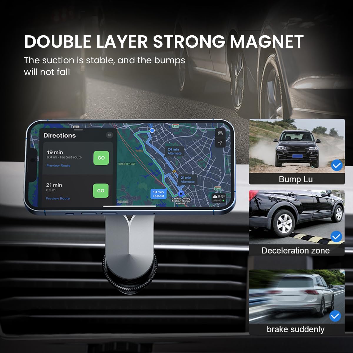 ZORBES Phone Holder for Car Vent with 16pcs N52 Magnets and 360° Rotatable Arm | Hands Free Mount