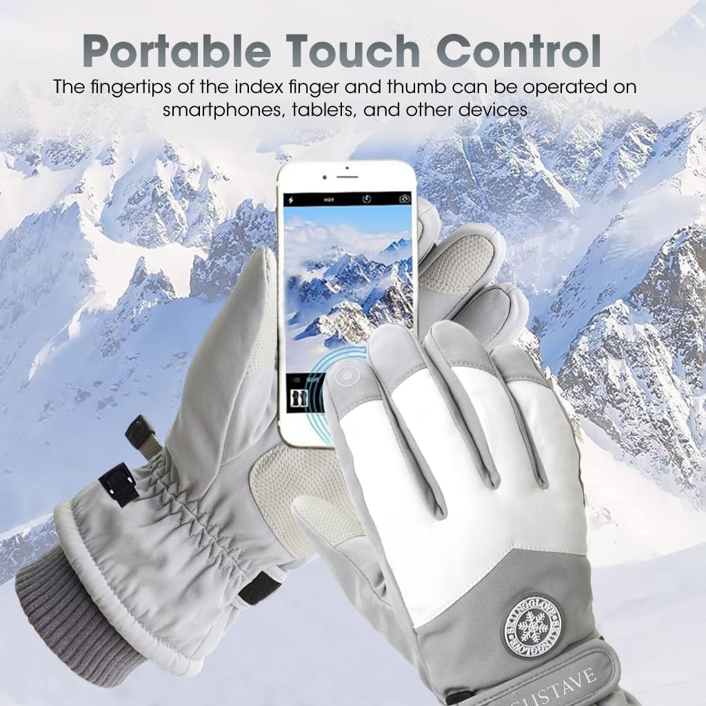 GUSTAVE Winter Gloves for Women with Touch Screen Fingertips and Anti Slip Palm | 26cm Length