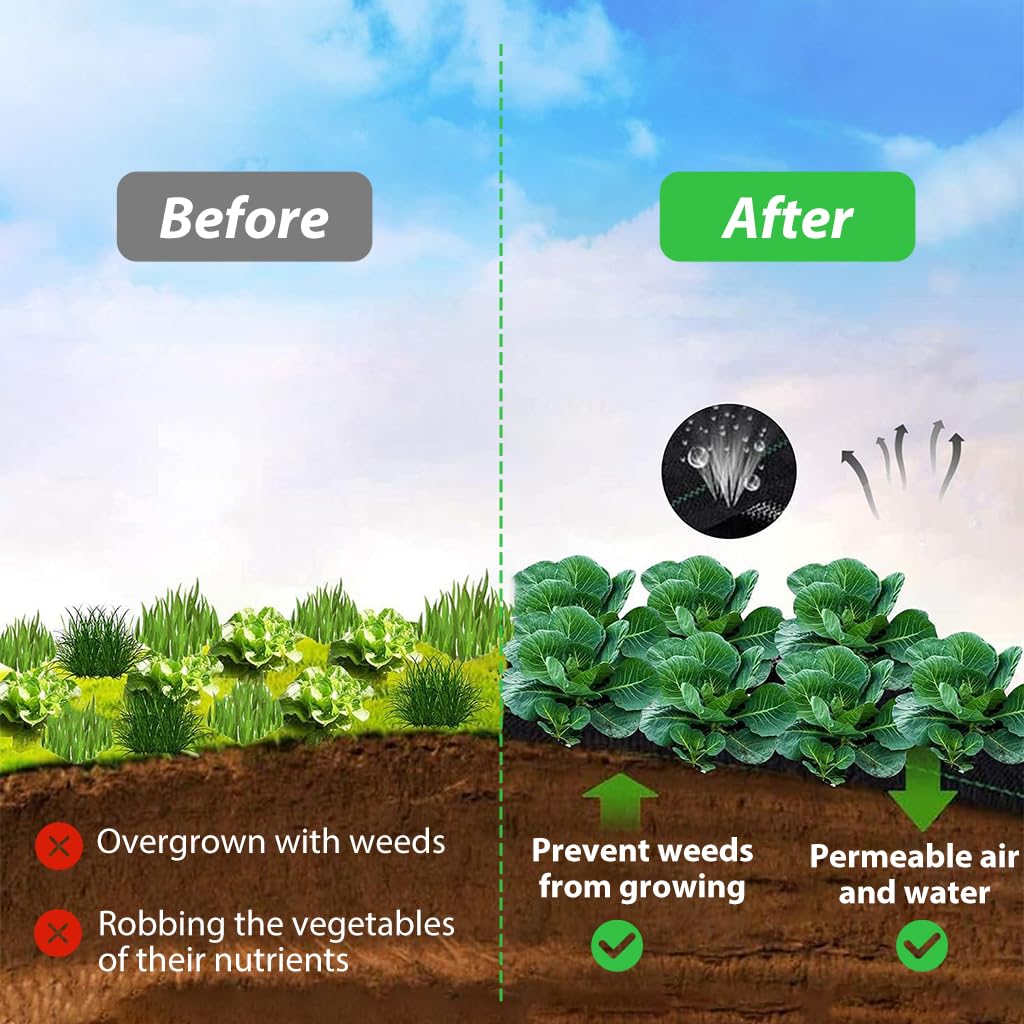 HASTHIP Weed Barrier Fabric for Garden and Pathway Weed Control 3.3ft x 32.8ft | Permeable UV‑Resistant Landscape Cloth