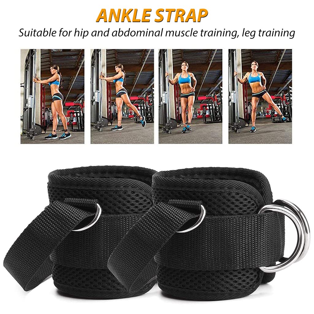 Optifit Ankle Straps for Cable Machine Workouts with Dual D Rings and Nylon Material | 1 Pair
