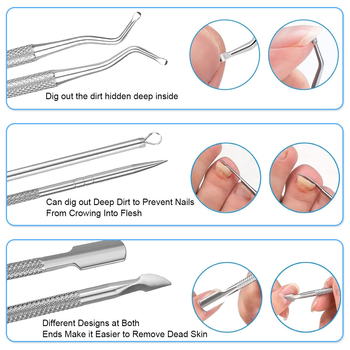 MAYCREATE Nail Clipper Pedicure Kit for Thick Nails with Spring Loaded Clipper and 10pcs Stainless Steel Tools | Travel Storage Case