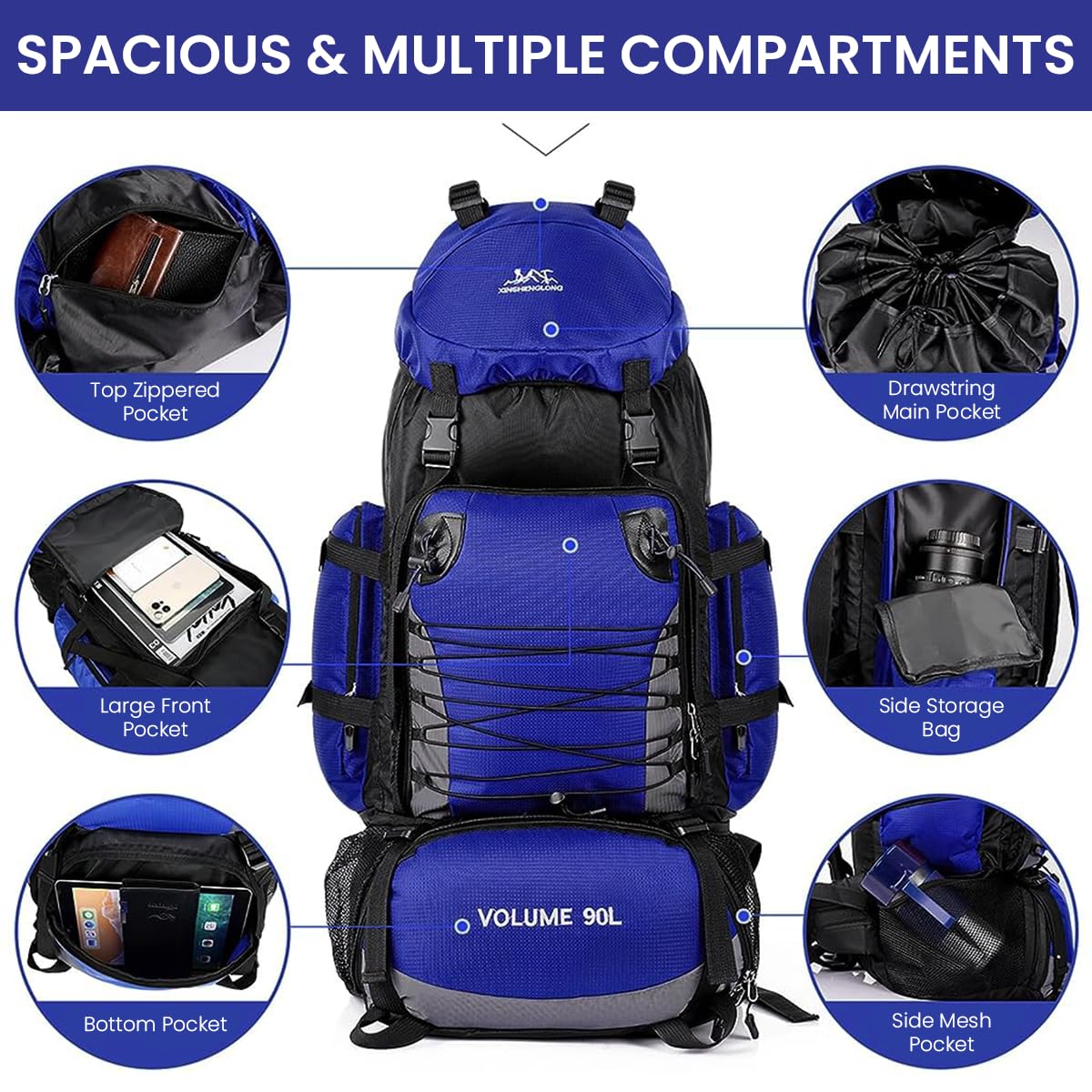 GUSTAVE Travel Backpack for Hiking and Camping featuring 90L Capacity and Ergonomic Support