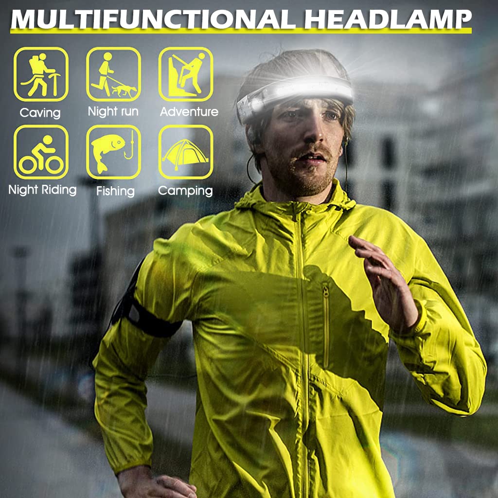 ELEPHANTBOAT  LED Headlamp USB Rechargeable Headlamp Dual Light Motion Sensor Light Headlight 500 Lumens, 5 Light Modes, Motion Sensor, Waterproof LED Headlight Flashlight for Running, Camping